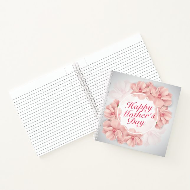 Elegant Happy Mother's Day Floral Frame Notebook (Inside)