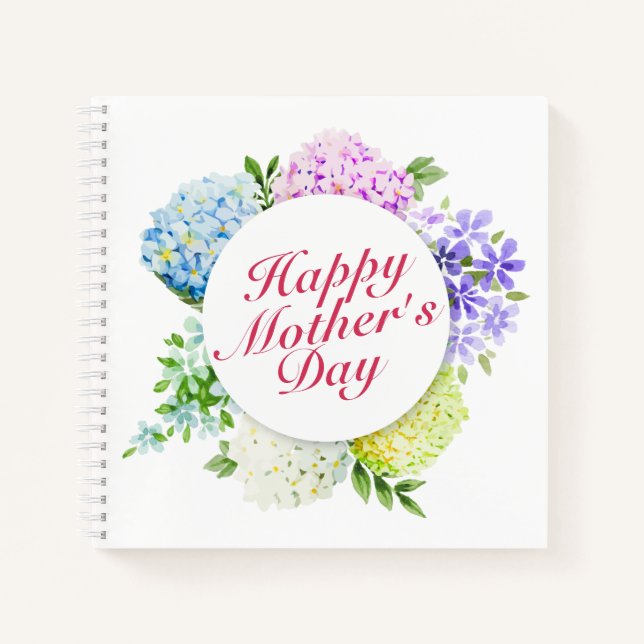 Elegant Happy Mother's Day Floral Frame Notebook (Front)