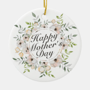 Elegant Happy Mother's Day Floral Frame Ornament
