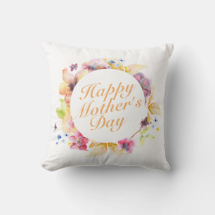 Elegant Happy Mother's Day Floral Frame   Pillow