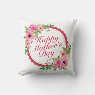 Elegant Happy Mother's Day Floral Frame   Pillow