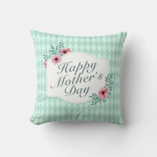 Elegant Happy Mother's Day Floral Frame   Pillow
