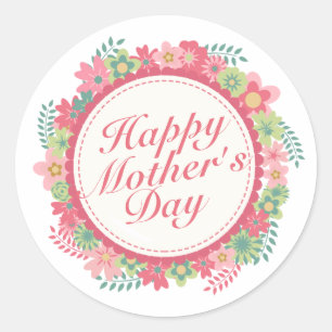 Elegant Happy Mother's Day Floral Frame Sticker