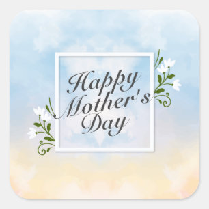 Elegant Happy Mother's Day Floral Frame Sticker