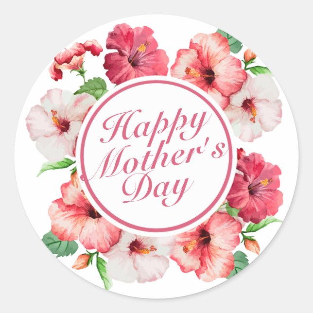 Elegant Happy Mother's Day Floral Frame Sticker (Front)