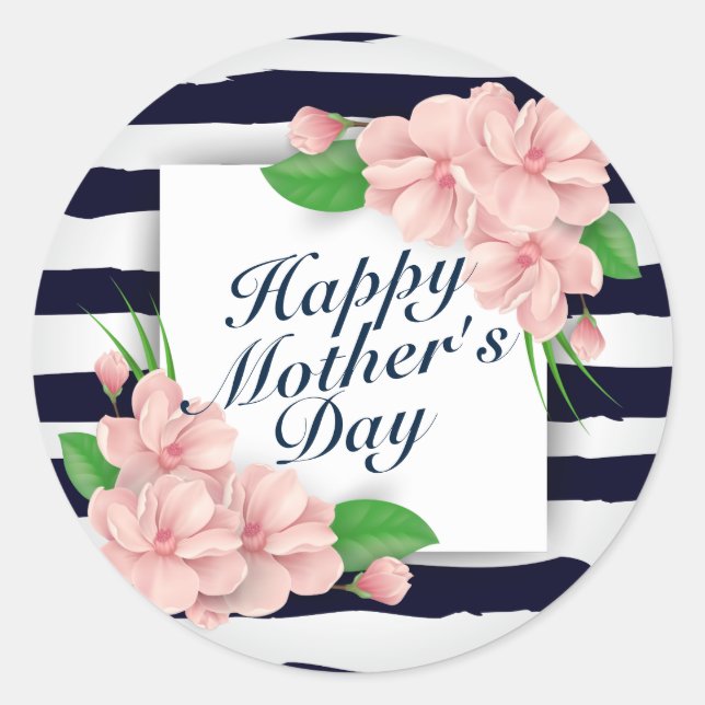 Elegant Happy Mother's Day Floral Frame Sticker (Front)