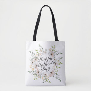 Elegant Happy Mother's Day Floral Frame Tote Bag