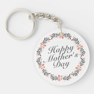 Elegant Happy Mother's Day Floral Keychain