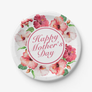 Elegant Happy Mother's Day Floral Paper Plate