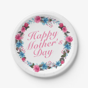 Elegant Happy Mother's Day Floral Paper Plate