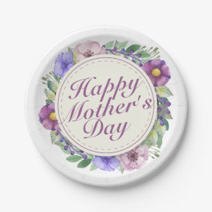 Elegant Happy Mother's Day Floral Paper Plate