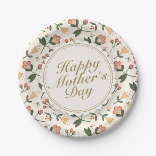 Elegant Happy Mother's Day Floral Paper Plate