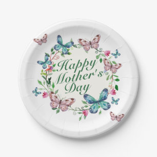 Elegant Happy Mother's Day Floral Paper Plate