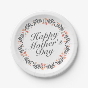 Elegant Happy Mother's Day Floral Paper Plate