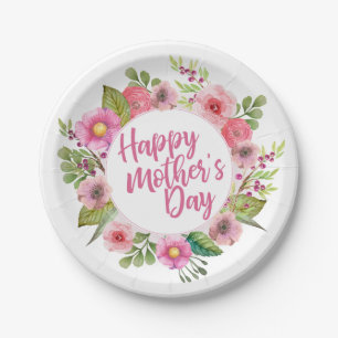 Elegant Happy Mother's Day Floral   Paper Plate
