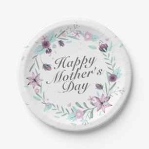 Elegant Happy Mother's Day Floral Paper Plate