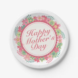 Elegant Happy Mother's Day Floral Paper Plate