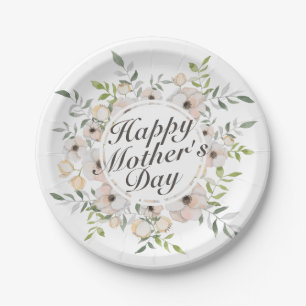 Elegant Happy Mother's Day Floral Paper Plate