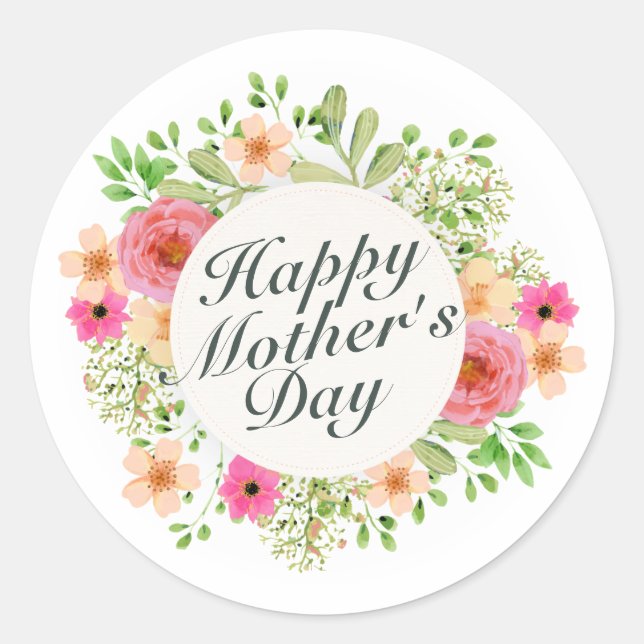 Elegant Happy Mother's Day Floral Sticker Seal (Front)