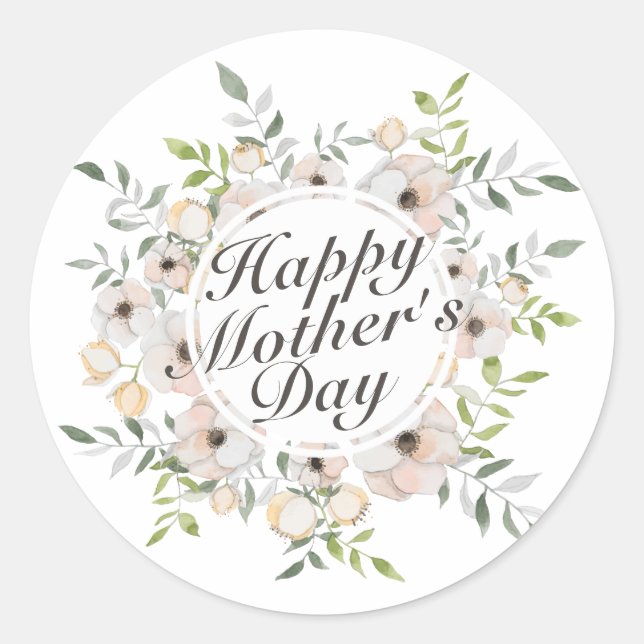 Elegant Happy Mother's Day Floral Sticker Seal (Front)