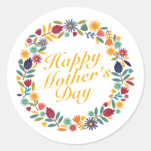Elegant Happy Mother's Day Floral Sticker Seal