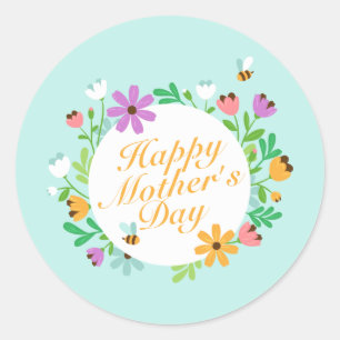 Elegant Happy Mother's Day Floral Sticker Seal