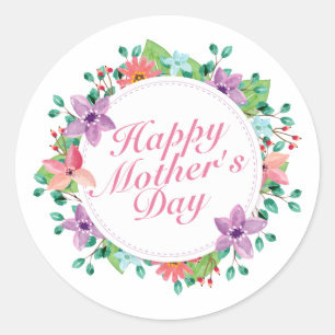 Elegant Happy Mother's Day Floral Sticker Seal