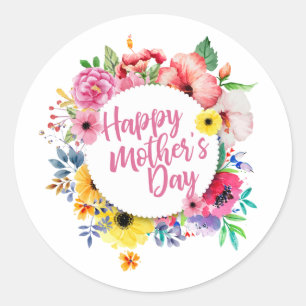 Elegant Happy Mother's Day Floral Sticker Seal