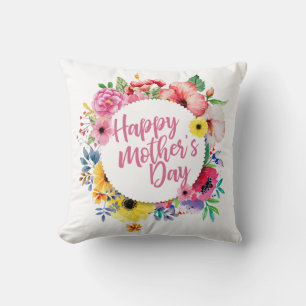 Elegant Happy Mother's Day Floral   Throw Pillow