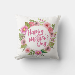 Elegant Happy Mother's Day Floral   Throw Pillow