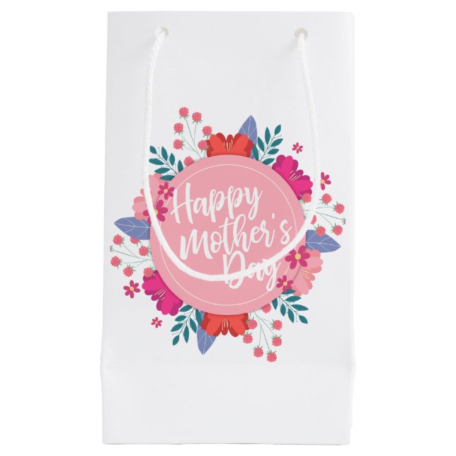Elegant Happy Mother's Day Floral Wreath Gift Bag (Front)