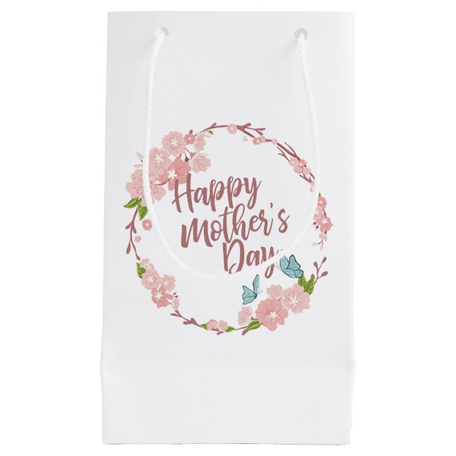 Elegant Happy Mother's Day Floral Wreath Gift Bag (Front)