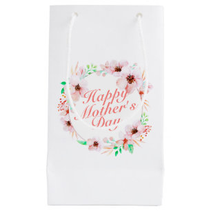 Elegant Happy Mother's Day Floral Wreath Gift Bag