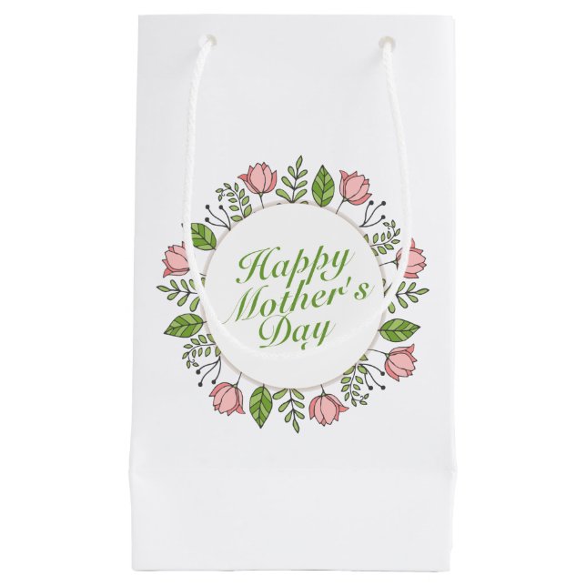 Elegant Happy Mother's Day Floral Wreath Gift Bag (Front)
