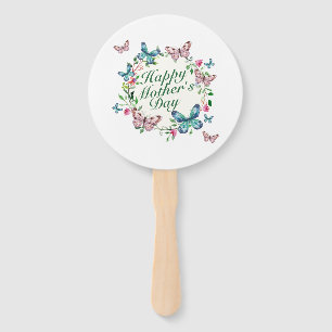 Elegant Happy Mother's Day Floral Wreath Hand Fan