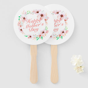 Elegant Happy Mother's Day Floral Wreath Hand Fan
