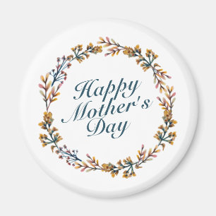 Elegant Happy Mother's Day Floral Wreath Magnet