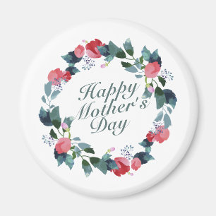 Elegant Happy Mother's Day Floral Wreath   Magnet