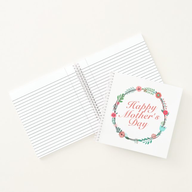 Elegant Happy Mother's Day Floral Wreath Notebook (Inside)