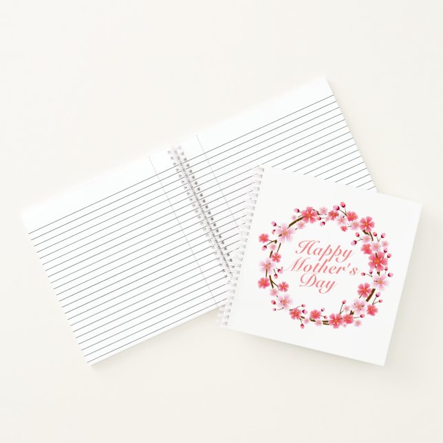 Elegant Happy Mother's Day Floral Wreath Notebook (Inside)
