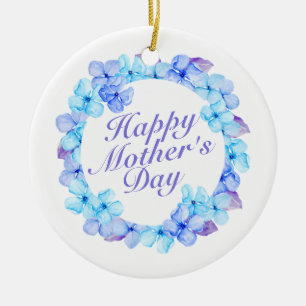 Elegant Happy Mother's Day Floral Wreath Ornament