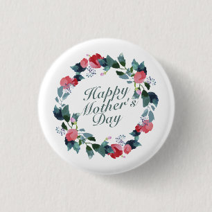 Elegant Happy Mother's Day Floral Wreath Pin