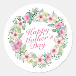 Elegant Happy Mother's Day Floral Wreath Sticker