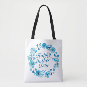 Elegant Happy Mother's Day Floral Wreath Tote Bag