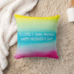 Elegant Happy Mother's Day Name Date Artsy Painted Throw Pillow