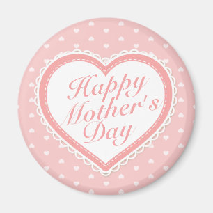 Elegant Happy Mother's Day Pink Hearts Magnet