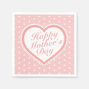 Elegant Happy Mother's Day Pink Hearts Napkin