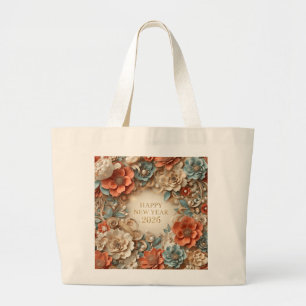 elegant happy new year 2026 floral tote bag