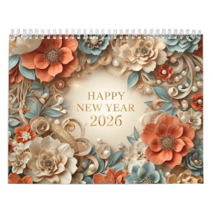 elegant happy new year 2026 wall calendar