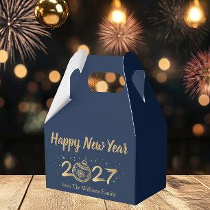Elegant Happy New Year 2027 Custom Party Favor Box